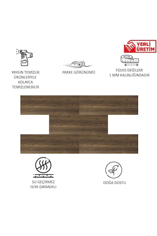 Tink Kendinden Yapışkanlı Antik Desenli Pvc Parke 25x80 Cm / 5 Adet