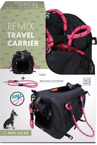 M-Pets 2in1 Remix Omuz Kemerli Kedi Küçük Irk Köpek Taşıma Çantası Pembe Siyah 41 x 28 x 28 CM
