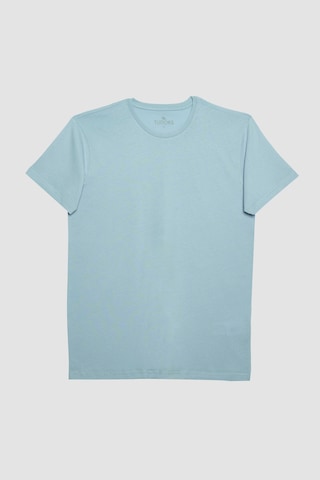 Tudors Erkek Slim Fit Dar Kesim Pamuk Yumuşak Dokulu Basic Açık Mavi Bisiklet Yaka Tişört-31787-mavi Mavi