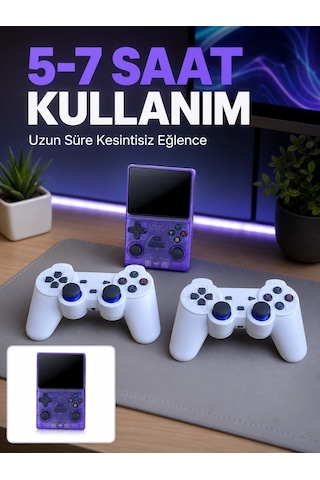 Mey İthalat 3.5 İnç Ips Ekranlı Çift Kablosuz Kollu Taşınabilir Retro Oyun Konsolu