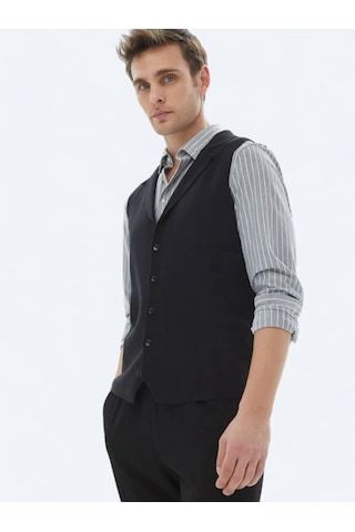Kip Siyah Regular Fit Casual Örme Triko Yelek Siyah