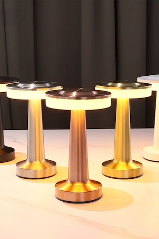 Gümüş Renkli Dekoratif Dokunmatik Masa Lambası Şarjlı Dim Edilebilir Renkli