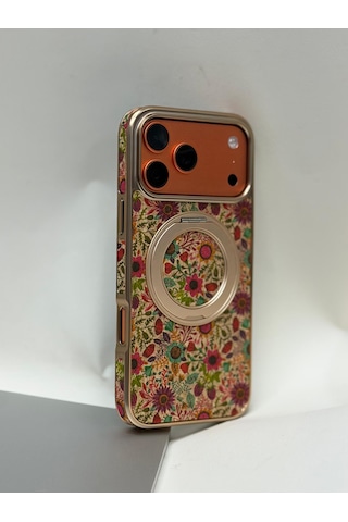 Apple iPhone Uyumlu 17 Pro Max Tuval Kılıf - Egzotik Lotus Desenli Sanatsal Koruyucu 7