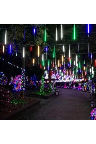 Novahub Yüksek Kaliteli Led Meteor Yağmuru Işıkları, Su Geçirmez Dış Mekan Dekorasyonu, 30cm 8 Adet, Avrupa Standartları Çok Renkli Çok Renkli