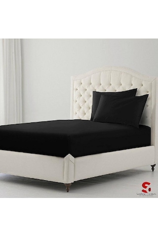 Lionas Stella Flavo %100 Pamuk Tek Kişilik Luxury Lastikli Çarşaf Seti Siyah 100x200+30cm Siyah