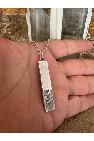 Parmak İzi Figürlü Unisex Kolye 60 Cm Zincirli, Kimlik Ve Eşsizlik Temalı Tasarım Çok renkli