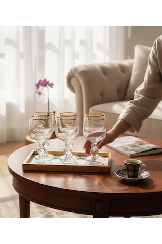 6'lı Bohemia Kristal Sterna Gold Kahve Yanı Kadehi-1297 Çok Renkli