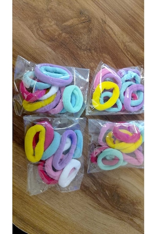 Şehrazat Handmade Renkli Midi Orta Boy Havlu Lastik Toka Seti Çok Renkli