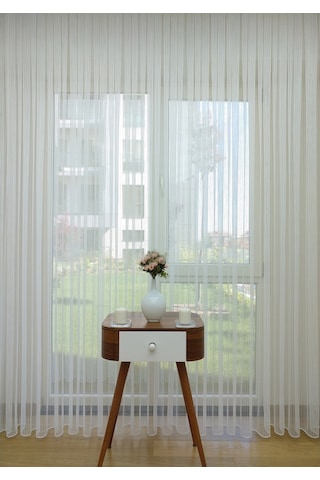 Evdepo Home Kullanıma Hazır Çizgili Tül Perde (540652084)