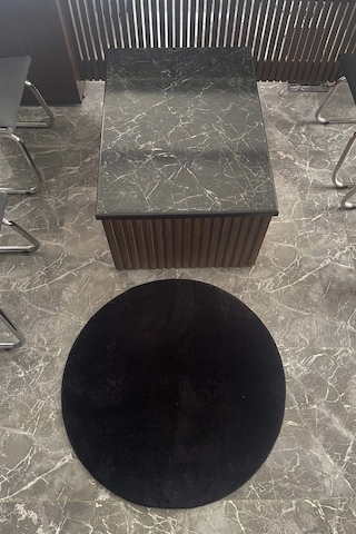 Tropikal Home Daire Siyah Post Peluş Kesme Halı Yolluk Kaymaz Taban Yıkanabilir Pofuduk Siyah