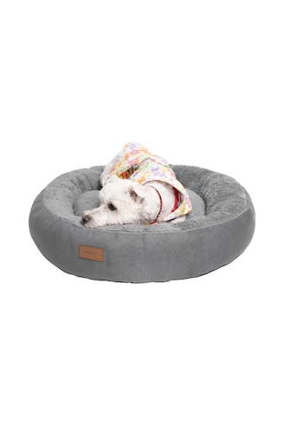Peluş Minderli Küçük Ve Orta Irk Kedi Köpek Yatağı 62x65 Cm - Gri