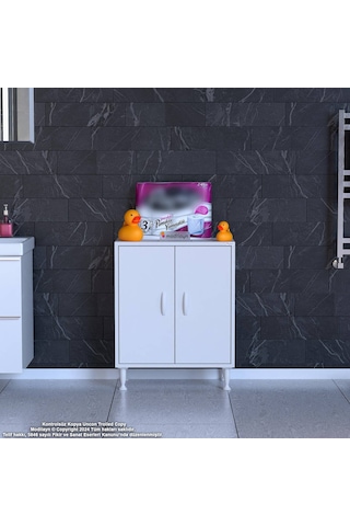 Modilayn Söke Küçük Alanlar İçin Akıllı Çözümler 60x75x32,5 Cm Lik 2 Kapaklı 3 Göz Raf Dolap Beyaz