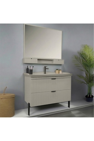 Kobos Noble 100 Cm Banyo Dolabı Seti Luna Gri