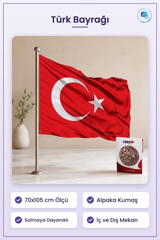 Türk Bayrağı Bayrak 70x105 Cm Alpaka Kumaş Dayanıklı Canlı Renk E 70 x 105 CM