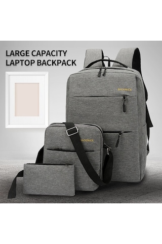 Pazly Büyük Kapasiteli Oxford Kumaş Dizüstü Bilgisayar Sırt Çantası Seti - Siyah/gri/lacivert/şarap Kırmızısı Siyah