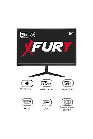 Fury 19" Geniş Ekran 75 Hz 5ms Dahili Hoparlör Vga,hdmı,ses Sesli Led Monitör
