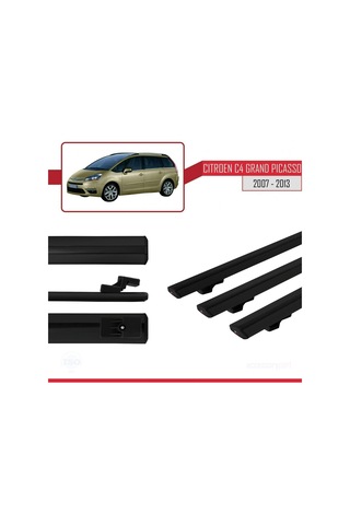 Citroen C4 Grand Picasso 2007-2013 Arası İle Uyumlu Basic Model Ara Atkı Tavan Barı Siyah 3 Adet