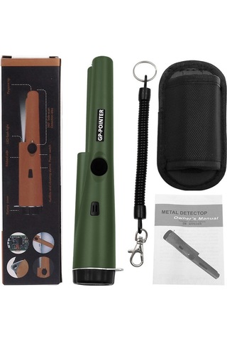 Geeksen 360 Derece Hassas Metal Arama Aleti - Taşınabilir El Tipi Metal Dedektörü Yeşil, Pil Hariç