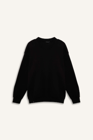 Defacto Boxy Fıt Bisiklet Yaka Pike Sweatshirt H1001ax26spbk81 Siyah-bk81