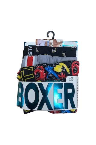 Modadua Star 105 Desenli Jakar Erkek 3'lü Kemer Boxer