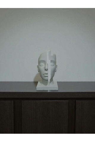 Zihin Boşluğu Figürlü Dekoratif Soyut Yüz Heykeli Beyaz Modern