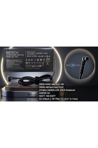 Fast Cu23 20v 9a 180w Asus Notebook Şarj Adaptörü 6.0x3.7mm İğneli Uç