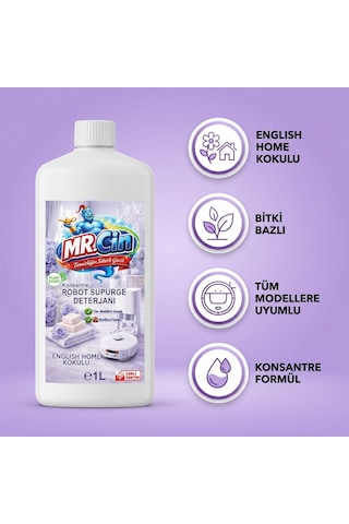 Mr.cin Robot Süpürge Deterjanı English Home Kokulu 1 Litre X 3 Adet Tekli