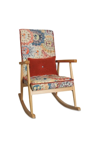 Asedia Trend Naturel Çiçekli Sallanan Sandalye Koltuk