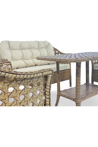 Wellagarden Aras Rattan Üçlü Bahçe Ve Balkon Mobilyası Takımı Kahve Kahverengi