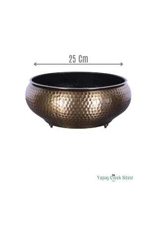 Yapay Çiçek Sitesi Metal Dekoratif Darbeli Ufo Model Saksı 11 Cm Bronz Bronz