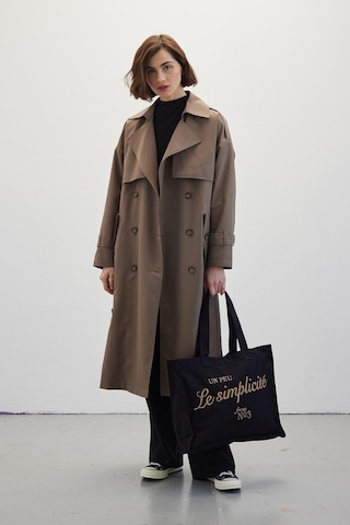 Manuka Düğmeli Kruvaze Trençkot Vizon