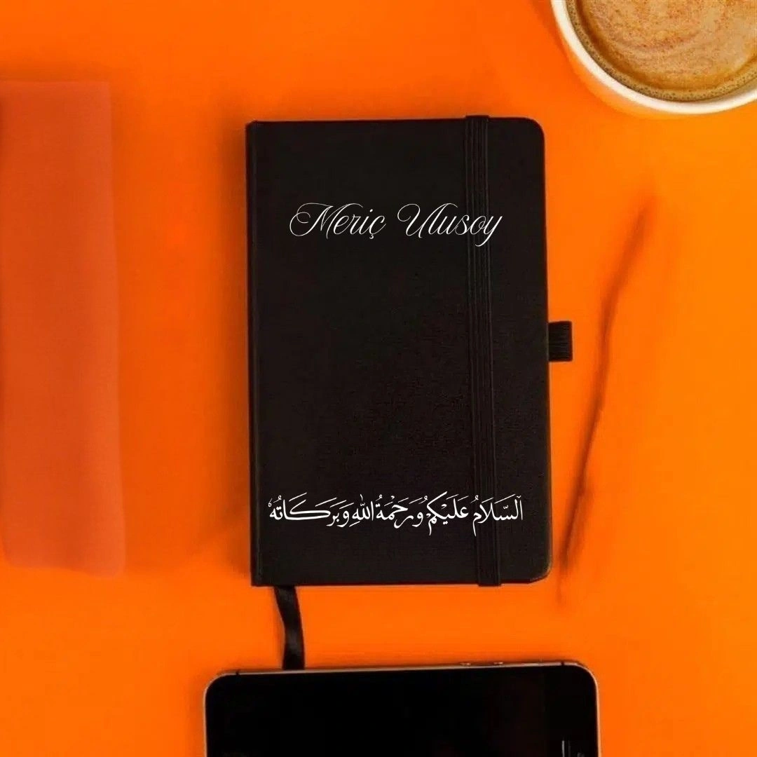 Kişiye Özel Hat Sanatı Tasarımlı Deri Not Defteri İsme Özel Manevi Hediye Siyah