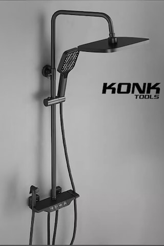 Piyano 5 Fonksiyonlu 130 cm Siyah Banyo Bataryalı Robot Duş Seti Tepe Duşu Duş Seti Siyah