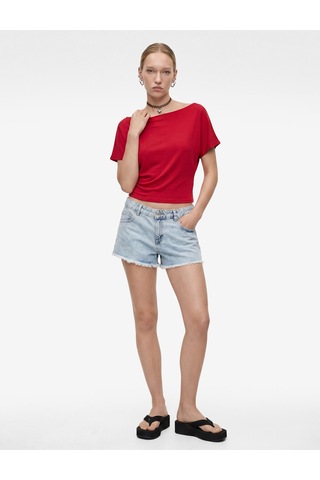 Koton Modal Karışımlı Slim Fit Yarasa Kol Kayık Yaka Tişört Kırmızı 6sal10989ık