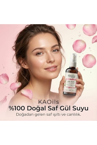 Kaoils Saf Gül Suyu - 100% Pure Rose Water 100 Ml - Doğal Gül Mayası Hidrolatı - Canlandırıcı Ve Nemlendirici Yüz Toniği Cam Şişe Ve Sprey