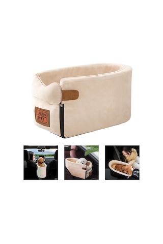 Homyl Pet Araba Yükseltici Koltuk Taşıyıcı Option1-oval-bej