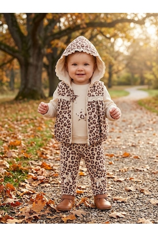 Hippil Baby Leopar Desenli 3lü Takım