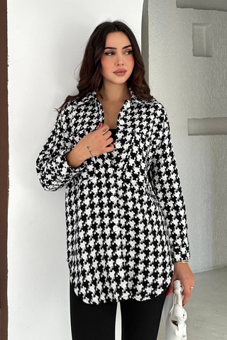 Kazayağı Gömlek Siyah Siyah