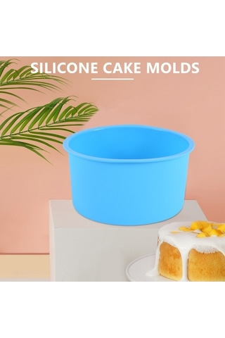 Fastbuy 6 Adet Yuvarlak Yapışmaz Silikon Kek Kalıbı Seti - 4 Inç, Muffin, Tart, Kurabiye, Brownie Yapımı İçin, Mavi Mavi