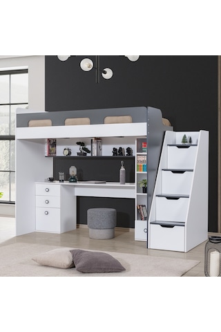 Ranza, Troya Ranza Masa Kitaplık Antrasit- Beyaz 90x200