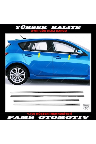 Mazda 3 Hb Krom Cam Çıtası 4 Prç P.Çelik 2009-2014 Arası