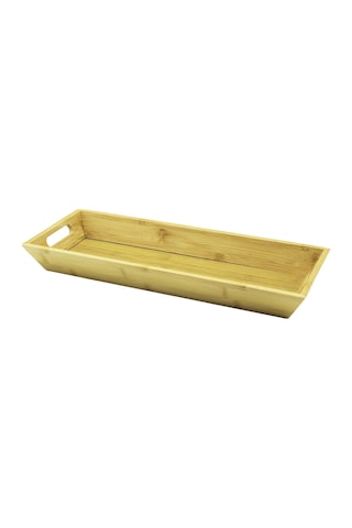 Bambu Ahşap Sunum Tepsisi 16x40x4 Cm Çift Kulplu