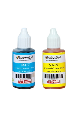 Perfection Chef 2'li Sıvı Su Bazlı Likit Gıda Boyası Sarı Lacivert 2 X 30 Gr.