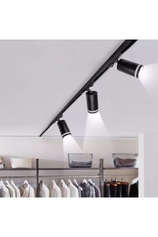 Jazzway Gu10 Ampul İçin Raylı Tavan Aydınlatması 230590733 Siyah