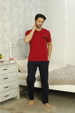Alissa Erkek Pijama Şort 3 Lü Damat Çeyiz Seti 4010 Bordo