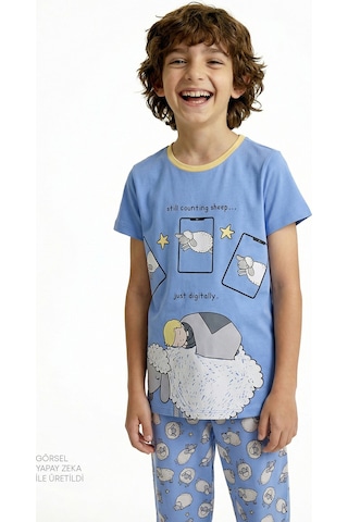 Penti Mavi Erkek Çocuk Sheepy Pamuklu 2'li Pijama Takımı