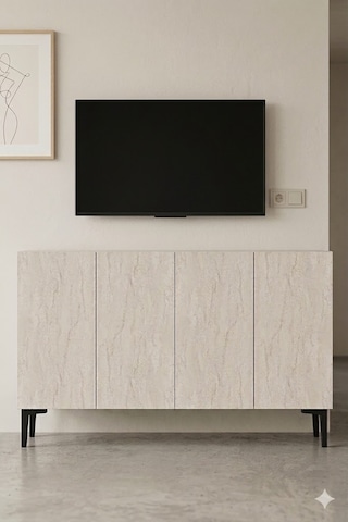 Ka1299bt Aplos Konsol Ve Tv Sehpası Beyaz-traverten 120cm