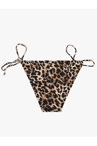 Koton Yanları İpli Leopar Desenli Bikini Altı Kahverengi Desenli 5sak00248mm Kahverengi Desenli