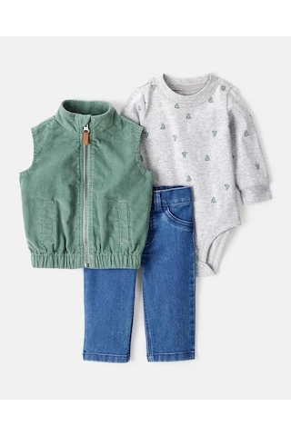 Erkek Bebek Yelekli Set Ctr-1t604310 Yeşil