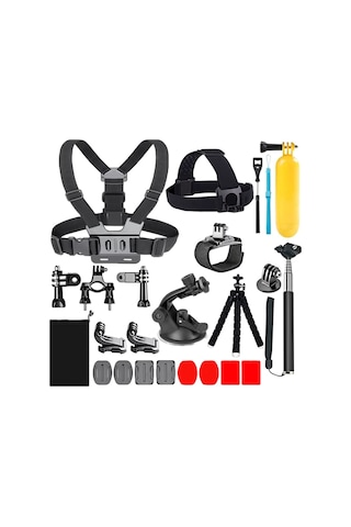 20-in-1 Gopro Eylem Kamera Aksesuarları Kiti Açık Spor Göğüs Bilek Kayışı Kafa Bandı Tripod Bağlama Aparatı Parça Seti